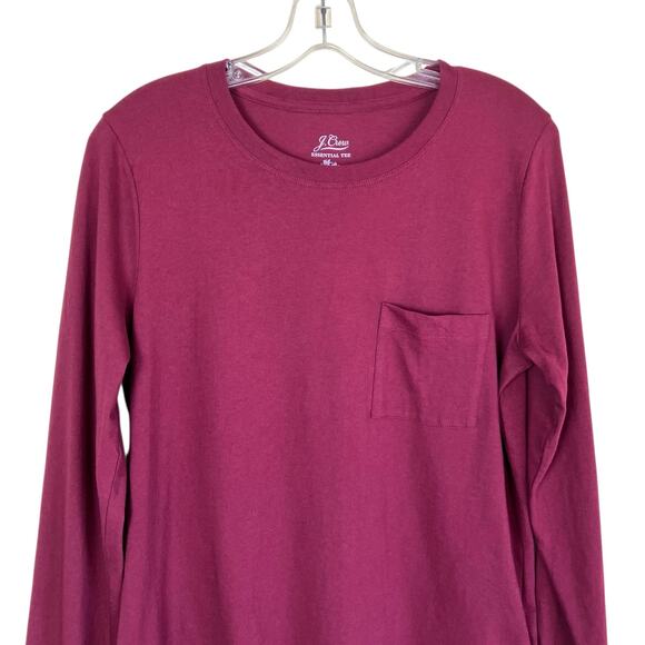J. Crew NWT Womens Sz S Essential Pocket Tee Burgundy Long Sleeve 100% Cotton - Picture 3 of 14
